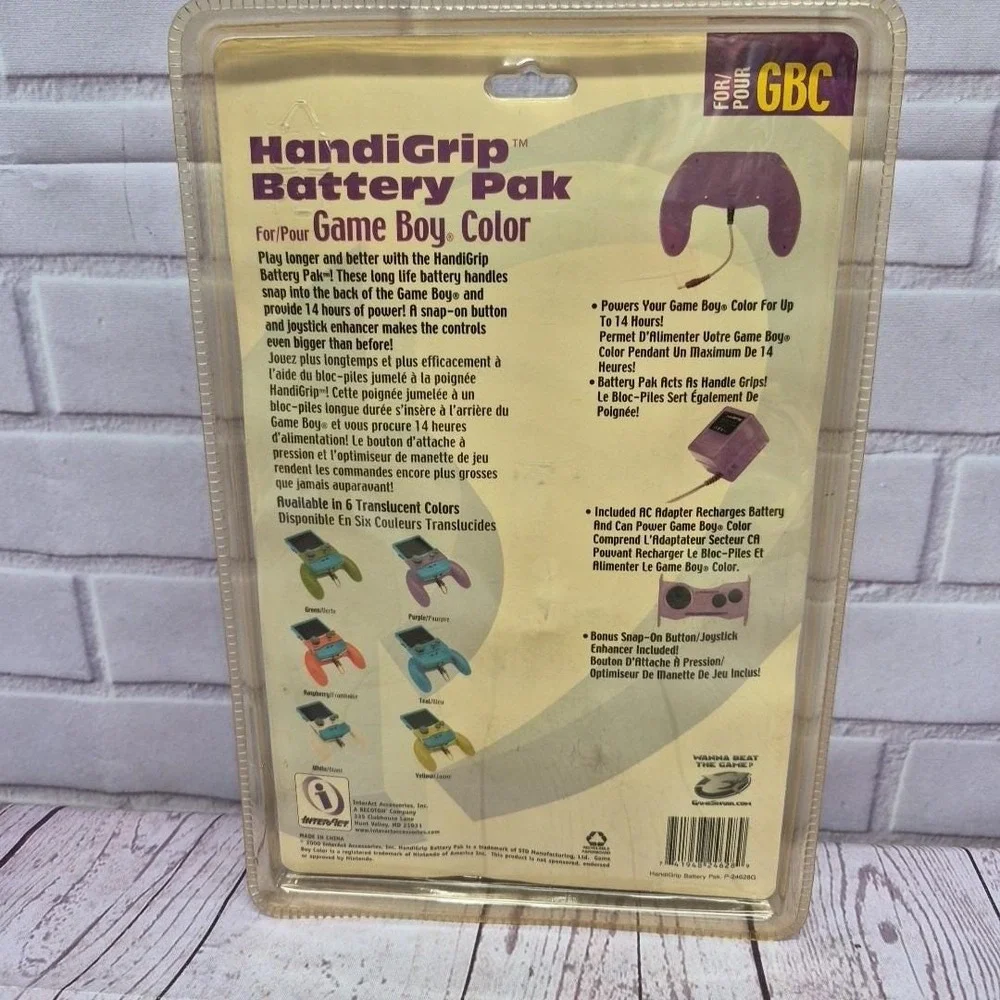VTG Y2K Game Boy Color Accessory Bundle HandiGrip Battery Pak AC Adapter Charger
